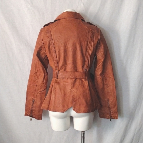 Bata Brown Faux Leather Western Belted Jacket Medium Soft Comfy Chic Cowboy - Picture 8 of 16